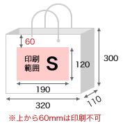 Sサイズ印刷範囲説明図